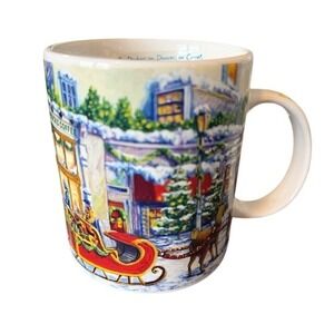 Starbucks Vintage Barista 2001 Holiday Mug Street Scene Shop Coffee Mug 18oz New